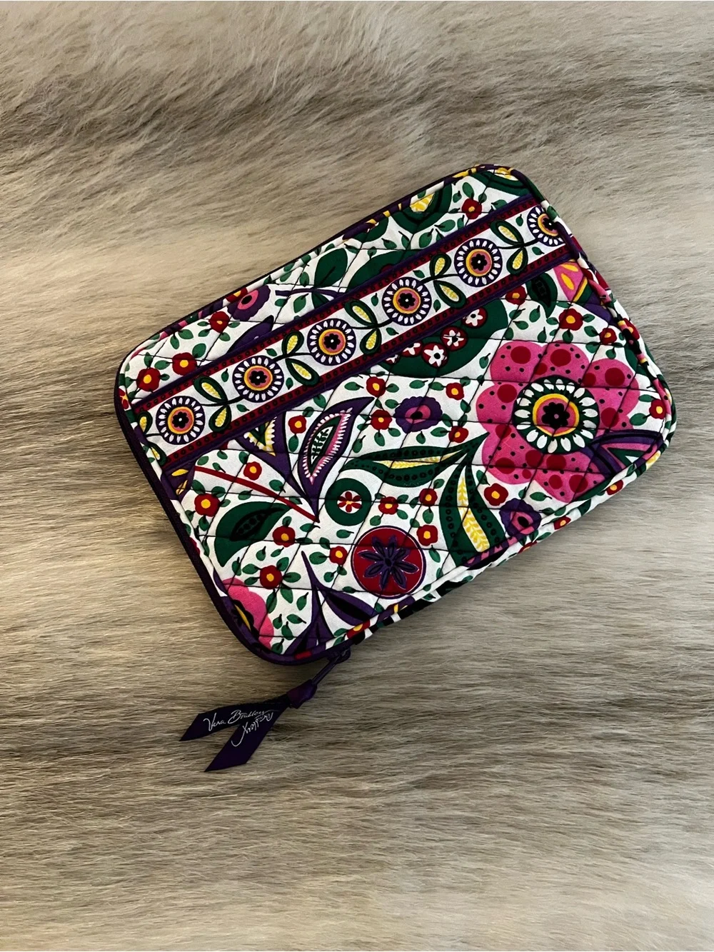 VERA BRADLEY Viva La Vera 2011 Tech Case Purple Green Pink Floral Y2K Padded